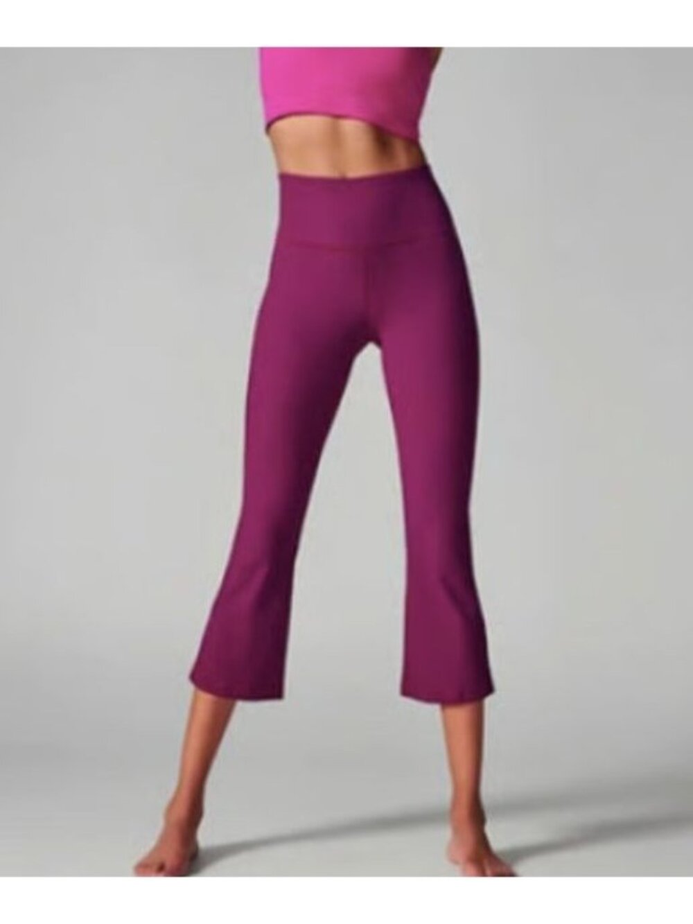 ATHLETA elation rib crop flare in exotic fuchsia size S Petite